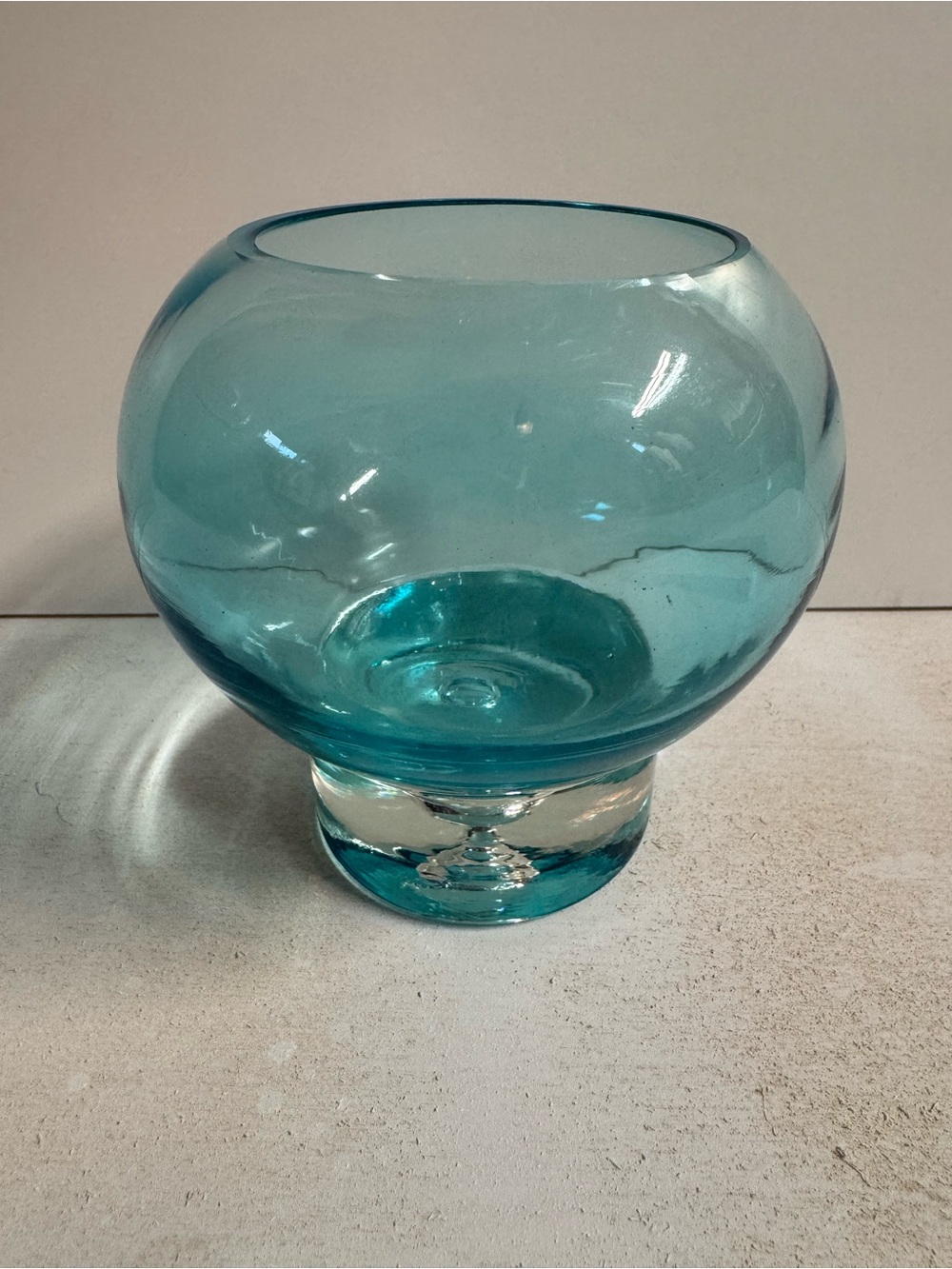 Aqua Blue Glass Globe Accent Vase - Unbranded